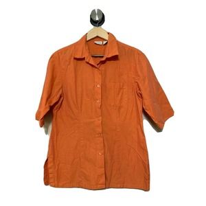 Crossroads Elbow Sleeve Button Up Shirt Blouse